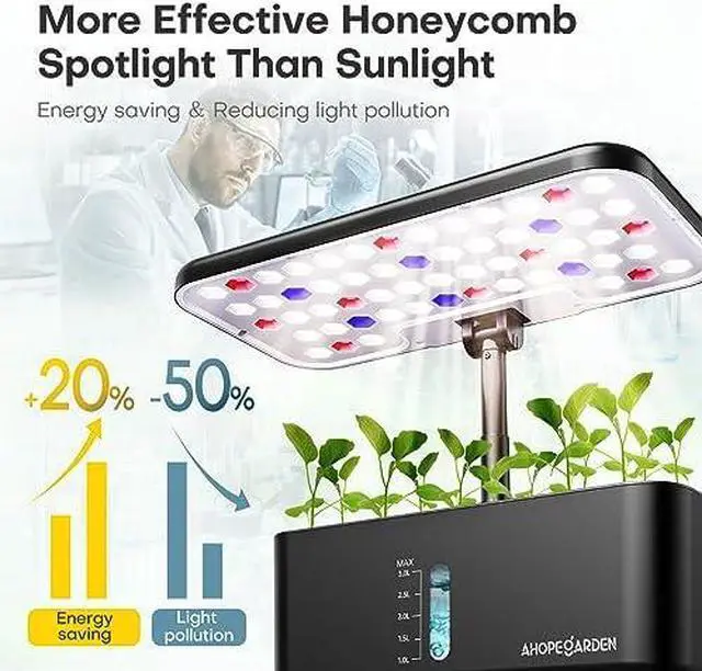 Alt view image 2 of 7 - Indoor Garden Hydroponics Growing System: 10 Pods Plant Germination Kit Aeroponic Herb Vegetable Growth Lamp Countertop with LED Grow Light - Hydrophonic Planter Grower Harvest Lettuce