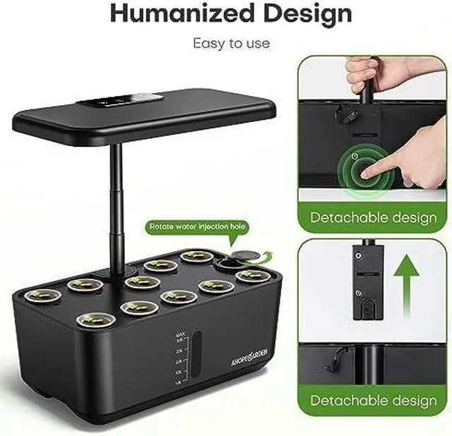 Alt view image 7 of 7 - Indoor Garden Hydroponics Growing System: 10 Pods Plant Germination Kit Aeroponic Herb Vegetable Growth Lamp Countertop with LED Grow Light - Hydrophonic Planter Grower Harvest Lettuce