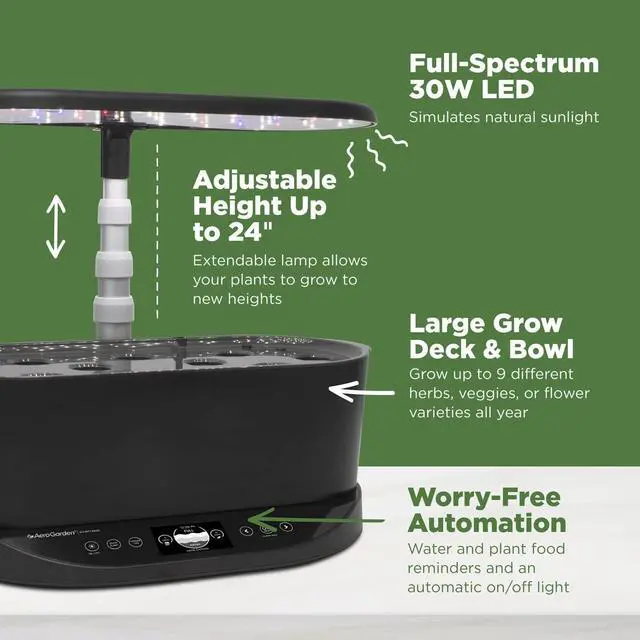 Alt view image 7 of 7 - Indoor Garden with LED Grow Light, Black