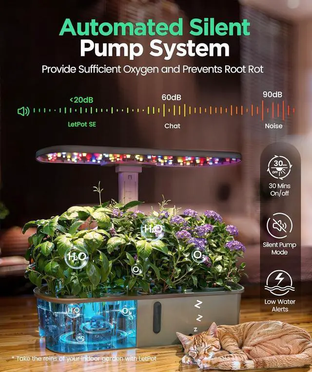 Alt view image 6 of 7 - LPH-Air Hydroponics Growing System Kits, APP & WiFi Controlled Smart Indoor Garden with 24W Grow Light Full Spectrum, 10 Pods Planter Indoor Gardening for Gifts, Kitchen, Vegetable