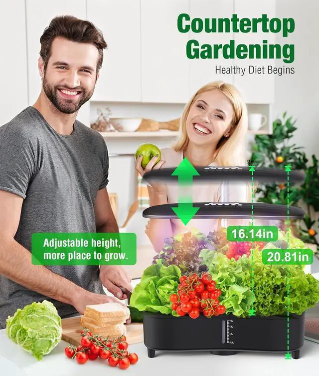 Alt view image 5 of 6 - 15 Pods Hydroponic Growing System Herb Garden Kit Indoor,5L Large Tank Plant Germination Kit with Adjustable Height Grow Light to 20", Quiet Pump, Auto Timer, Gardening Christmas Gifts