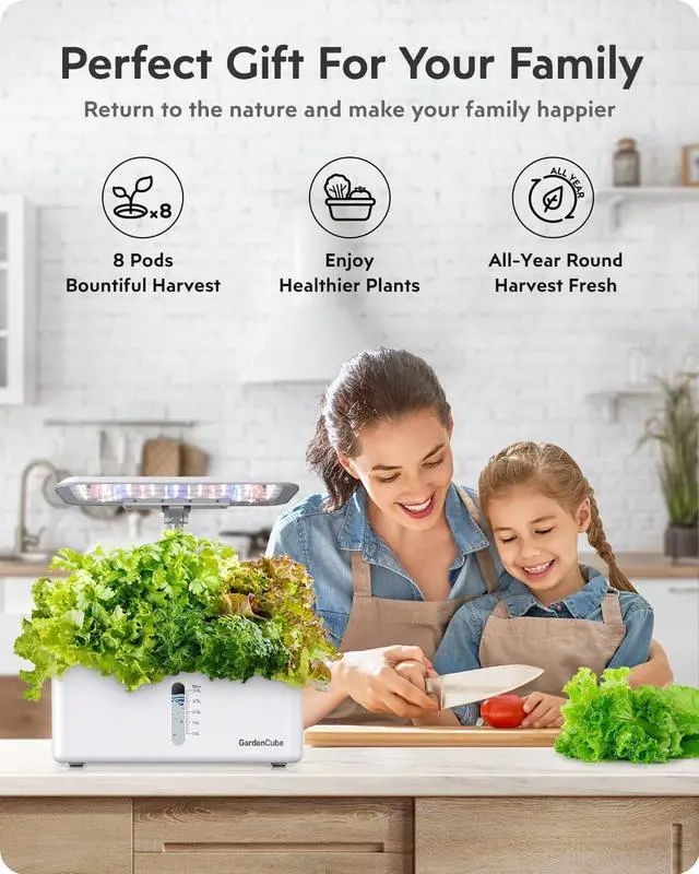 Alt view image 6 of 6 - Growing System Garden: 8 Pods Indoor Herb Garden with Grow Light Plants Germination Kit Quiet Automatic Hydroponic Height Adjustable - Gardening Gifts for Women Kitchen White