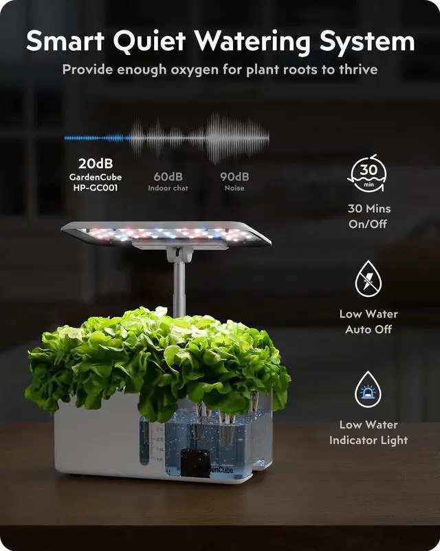 Alt view image 3 of 6 - Growing System Garden: 8 Pods Indoor Herb Garden with Grow Light Plants Germination Kit Quiet Automatic Hydroponic Height Adjustable - Gardening Gifts for Women Kitchen White