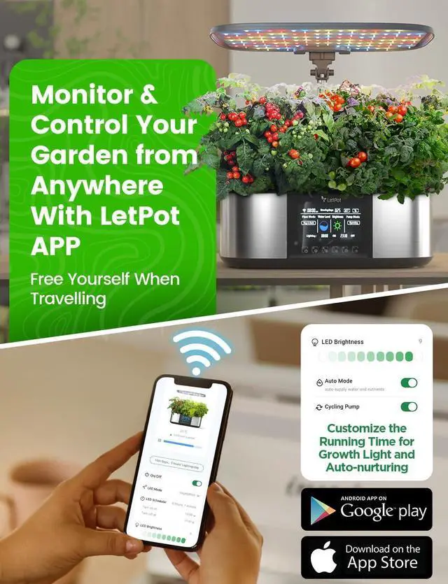 Alt view image 3 of 7 - LPH-Max Hydroponics Growing System Kit, 21 Pods APP & WiFi Automatic Controlled Smart Indoor Garden with 36W LED Grow Light, Auto Drip Irrigation Kits, Self-Managed Nurturing & Watering