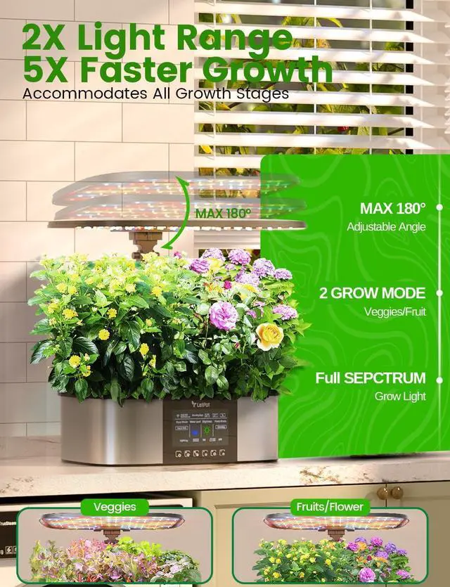 Alt view image 6 of 7 - LPH-Max Hydroponics Growing System Kit, 21 Pods APP & WiFi Automatic Controlled Smart Indoor Garden with 36W LED Grow Light, Auto Drip Irrigation Kits, Self-Managed Nurturing & Watering
