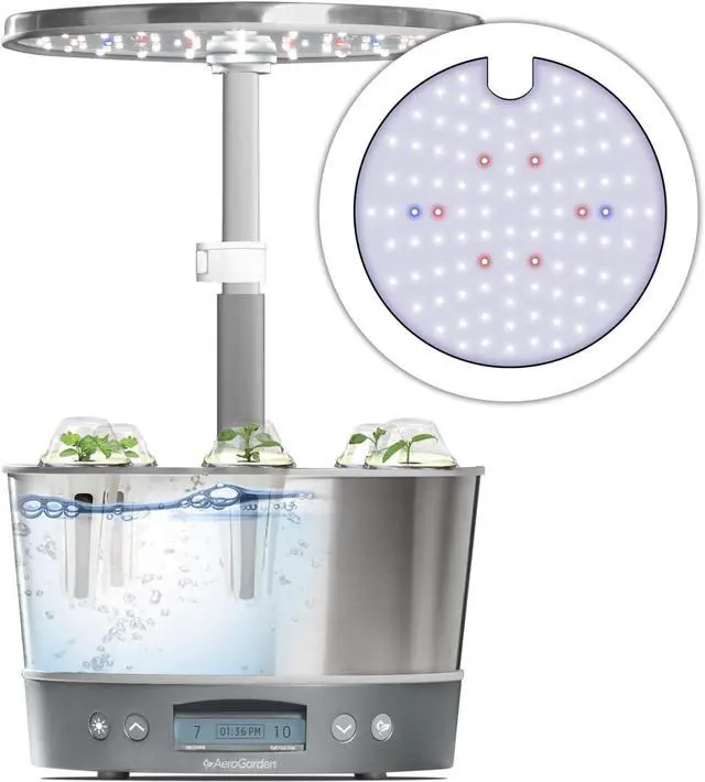 Alt view image 4 of 6 - Harvest Elite 360 Indoor Garden Hydroponic System with LED Grow Light and Herb Kit, Holds up to 6 Pods, Stainless