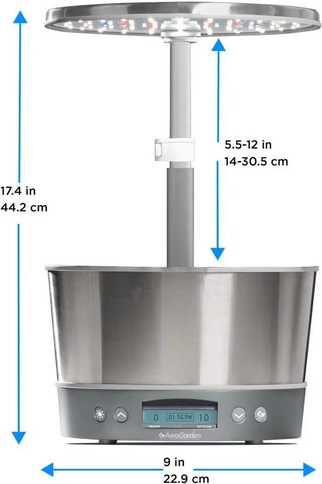 Alt view image 6 of 6 - Harvest Elite 360 Indoor Garden Hydroponic System with LED Grow Light and Herb Kit, Holds up to 6 Pods, Stainless