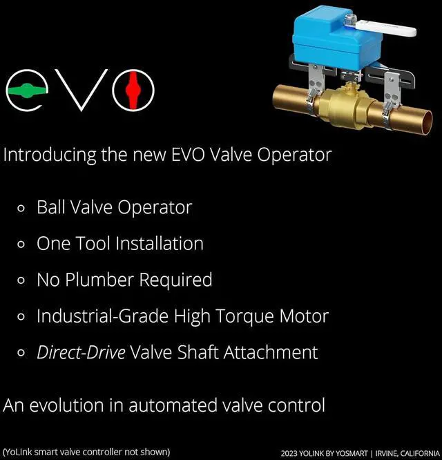Alt view image 5 of 7 - DIY Automatic Water Leak Detection & Shut-Off Starter Kit, EVO Valve Operator, Wireless Valve Controller, (3) Leak Sensors, Hub