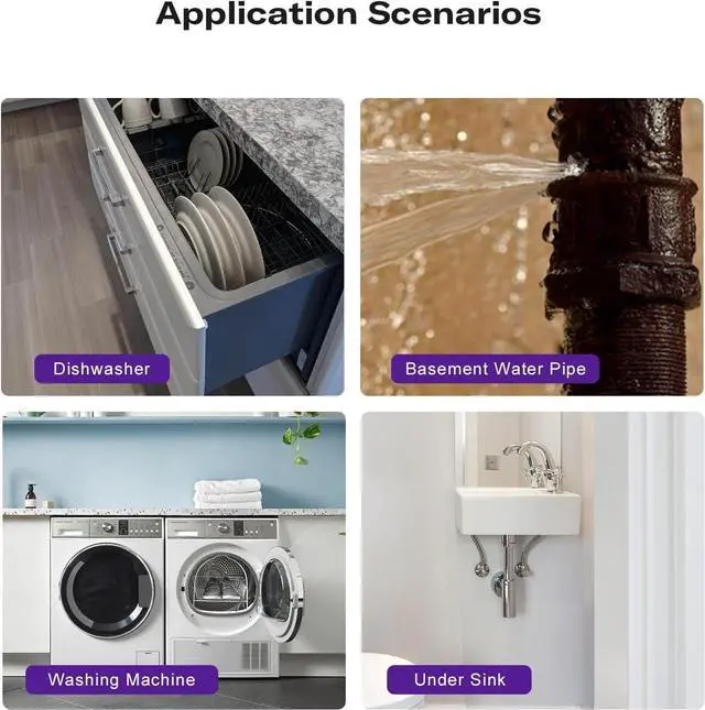 Alt view image 6 of 6 - Zigbee Water Leak Sensor with Dripping Detection 4 Pack, 120 dB Alarm, App Notifications Enabled When Compatible with Home Assistant and Compatible Zigbee HUB, Batteries Included