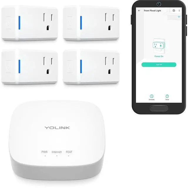 Main image of Smart Plugs, YoLink 1/4 Mile World's Longest Range Smart Plug Compatible with Alexa, IFTTT 10A Smart Home Plug Mini Outlet, Remote Control Home Appliances from Anywhere, 4 Packs, YoLink Hub Included