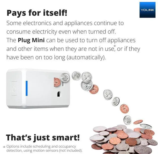 Alt view image 4 of 7 - Smart Plugs, YoLink 1/4 Mile World's Longest Range Smart Plug Compatible with Alexa, IFTTT 10A Smart Home Plug Mini Outlet, Remote Control Home Appliances from Anywhere, 4 Packs, YoLink Hub Included