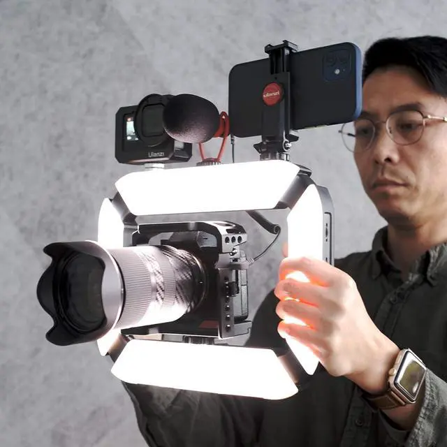 Alt view image 4 of 6 - Smartphone Video Rig ULANZI U200 Camera Video Rig Phone Video Stabilizer LED Ring Light Selfie Light for Smartphone, Camera, Action Camera, YouTube, Vlogging, Filmmaking, Makeup