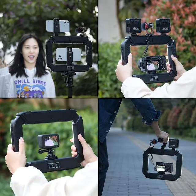 Alt view image 5 of 6 - Smartphone Video Rig ULANZI U200 Camera Video Rig Phone Video Stabilizer LED Ring Light Selfie Light for Smartphone, Camera, Action Camera, YouTube, Vlogging, Filmmaking, Makeup