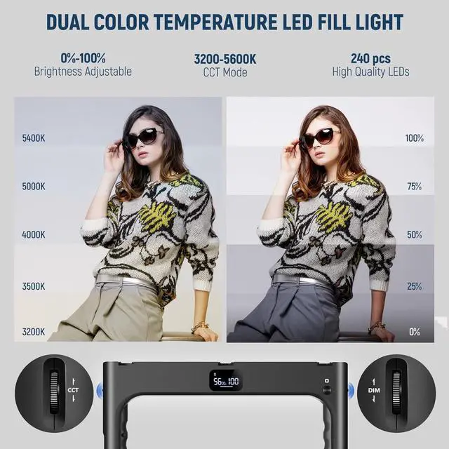 Alt view image 3 of 7 - A111 II Smartphone Video Rig with Light Kit, Support Vertical Shoot, Handheld Phone Camera Cage Stabilizer with Cold Shoes/Shutter/Battery, Square Ring Light CRI97+ for YouTube TikTok