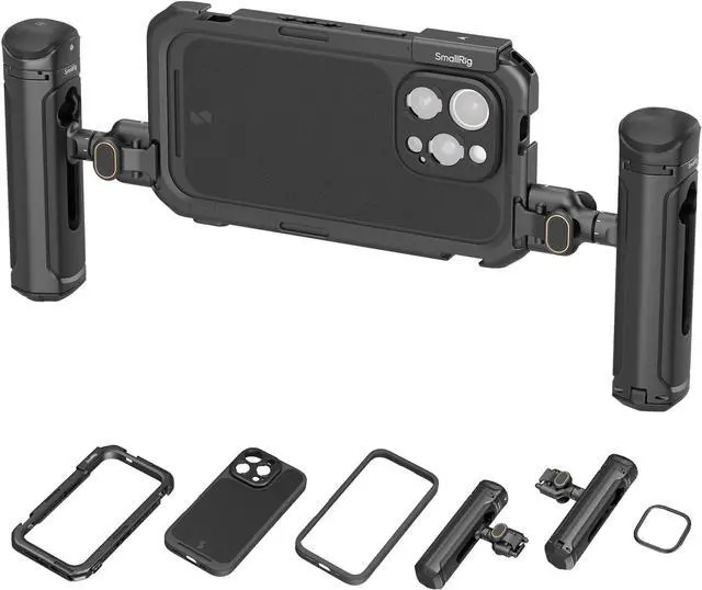 Main image of Phone Video Cage Dual Handheld Kit for iPhone 16 Pro Max, Phone Rig with Wireless Quick Release Side Handle for Video Recording/YouTube/Live Streaming/Vlog - 5005