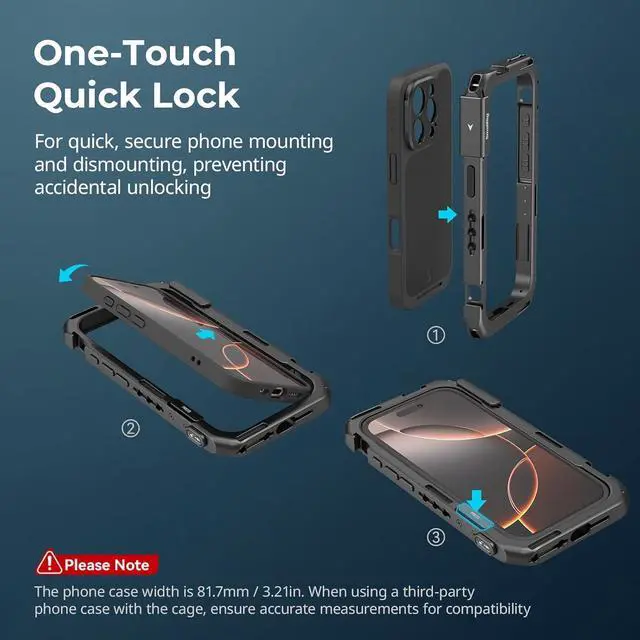 Alt view image 4 of 7 - Phone Video Cage Dual Handheld Kit for iPhone 16 Pro Max, Phone Rig with Wireless Quick Release Side Handle for Video Recording/YouTube/Live Streaming/Vlog - 5005