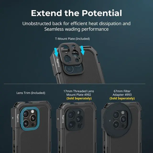 Alt view image 6 of 7 - Phone Video Cage Dual Handheld Kit for iPhone 16 Pro Max, Phone Rig with Wireless Quick Release Side Handle for Video Recording/YouTube/Live Streaming/Vlog - 5005