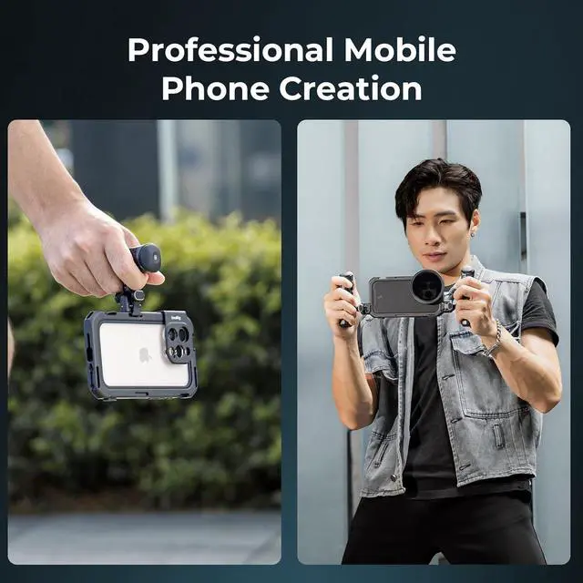 Alt view image 7 of 7 - Phone Video Cage Dual Handheld Kit for iPhone 16 Pro Max, Phone Rig with Wireless Quick Release Side Handle for Video Recording/YouTube/Live Streaming/Vlog - 5005