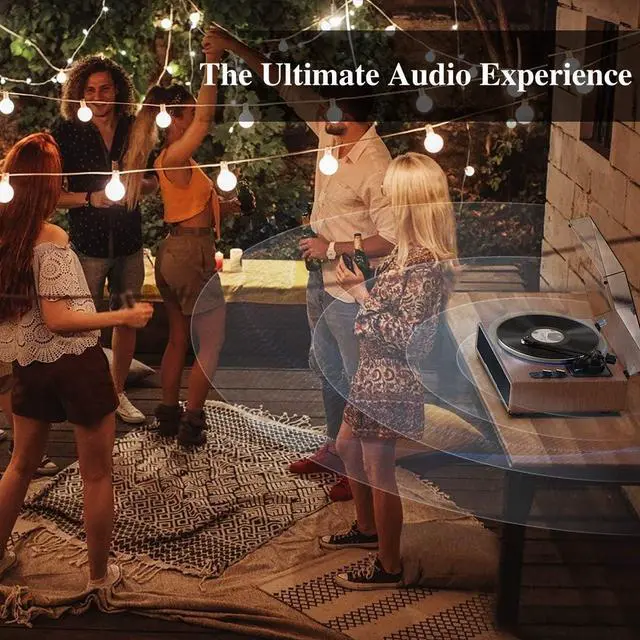 Alt view image 5 of 7 - 1 by ONE High Fidelity Belt Drive Turntable with Built-in Speakers, Vinyl Record Player with Magnetic Cartridge, Bluetooth Playback and Aux-in Functionality, Auto Off