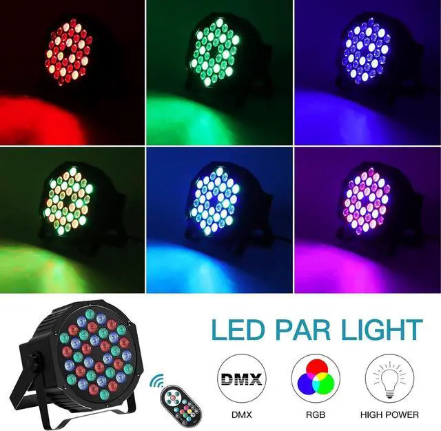 Alt view image 2 of 7 - LED Par Lights 36 LED Stage Lights 7 Modes RGB DJ Lights with Sound Activated Remote and DMX Control DJ Uplightingfor Birthday Party Events Wedding Christmas Stage Lighting (8 Packs)