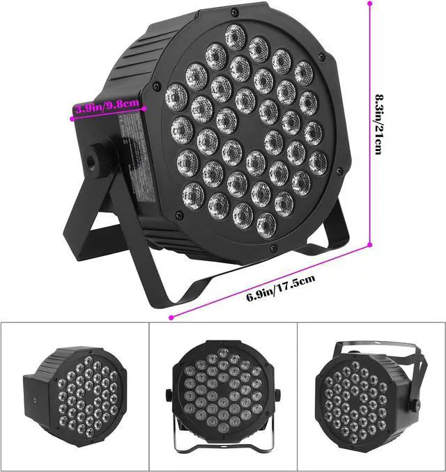 Alt view image 4 of 7 - LED Par Lights 36 LED Stage Lights 7 Modes RGB DJ Lights with Sound Activated Remote and DMX Control DJ Uplightingfor Birthday Party Events Wedding Christmas Stage Lighting (8 Packs)