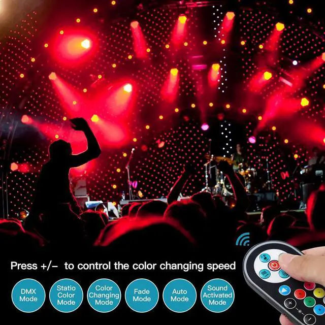 Alt view image 6 of 7 - LED Par Lights 36 LED Stage Lights 7 Modes RGB DJ Lights with Sound Activated Remote and DMX Control DJ Uplightingfor Birthday Party Events Wedding Christmas Stage Lighting (8 Packs)
