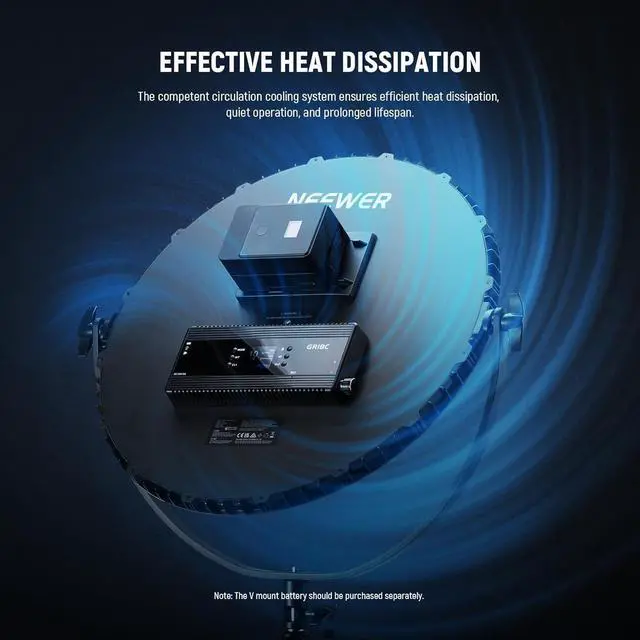 Alt view image 7 of 7 - 18" RGB LED Round Panel Video Light with APP Control, 65W 6000Lux/0.5m 2500K-8500K RGBCW Photography Studio Lighting /18 Scenes/V Battery Powered for Outdoor Filming Recording Streaming, GR18C