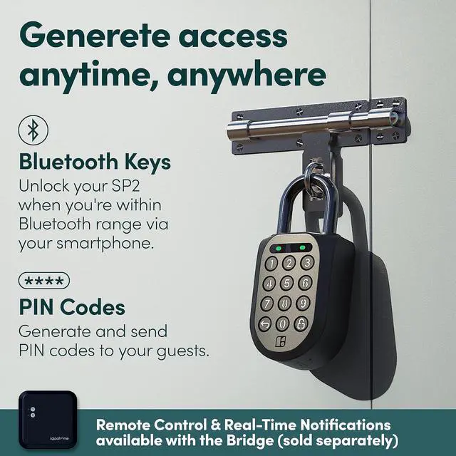 Alt view image 7 of 7 - igloohome New Smart Padlock 2 (SP2), The Toughest Smart Padlock  Generate Access from Anywhere with The Mobile app (iOS/Android)  No WiFi Needed, Waterproof & Rechargeable