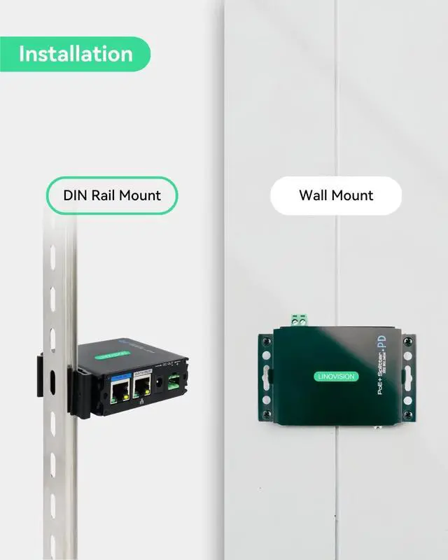 Alt view image 5 of 7 - Industrial Gigabit POE+ Splitter with DC12V/DC24V/ POE 24V Output, Wide Voltage Input, IEEE802.3af/at POE to DC Power Supply for Security Cameras, Access Control Systems