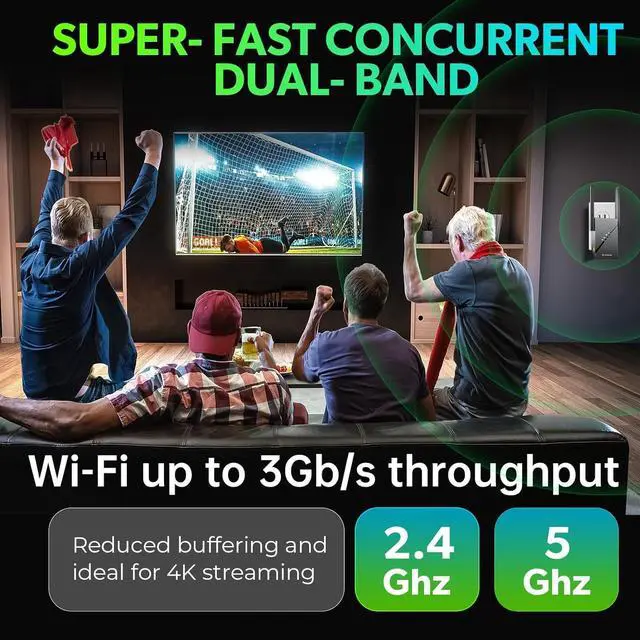 Alt view image 5 of 7 - 2025 WiFi 6 Extender Internet Booster for Home, Longest Range up to 18k sq. ft, 3Gbps Dual Band Faster Speed Access Point, Wireless Internet Repeater with Gigabit Ethernet Port, Mesh WiFi, 1-Tap Setup