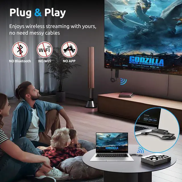 Alt view image 3 of 7 - Wireless HDMI Transmitter and Receiver, Plug & Play 4K Decording, Portable 2.4G/5G Wireless HDMI Extender Kit for Streaming Video and Audio to Monitor from Laptop/PC/TV Box/Projector (30m)