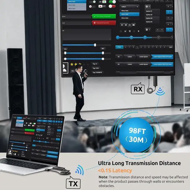 Alt view image 5 of 7 - Wireless HDMI Transmitter and Receiver, Plug & Play 4K Decording, Portable 2.4G/5G Wireless HDMI Extender Kit for Streaming Video and Audio to Monitor from Laptop/PC/TV Box/Projector (30m)