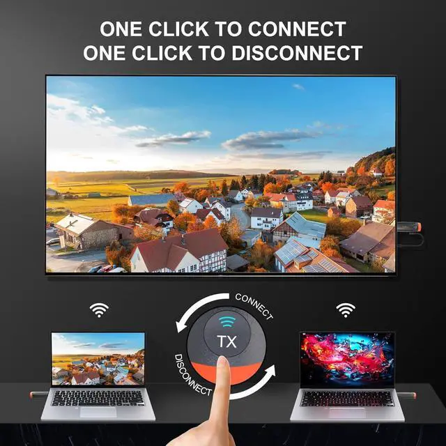 Alt view image 2 of 7 - Wireless HDMI Transmitter and Receiver 196ft/60m Wireless HDMI 4K Decode 1080P Output Plug & Play 5G HD Extender for Streaming Video Audio to Monitor from Laptop PC Camera TV Box