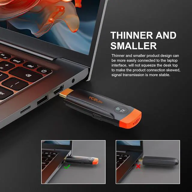 Alt view image 6 of 7 - Wireless HDMI Transmitter and Receiver 196ft/60m Wireless HDMI 4K Decode 1080P Output Plug & Play 5G HD Extender for Streaming Video Audio to Monitor from Laptop PC Camera TV Box