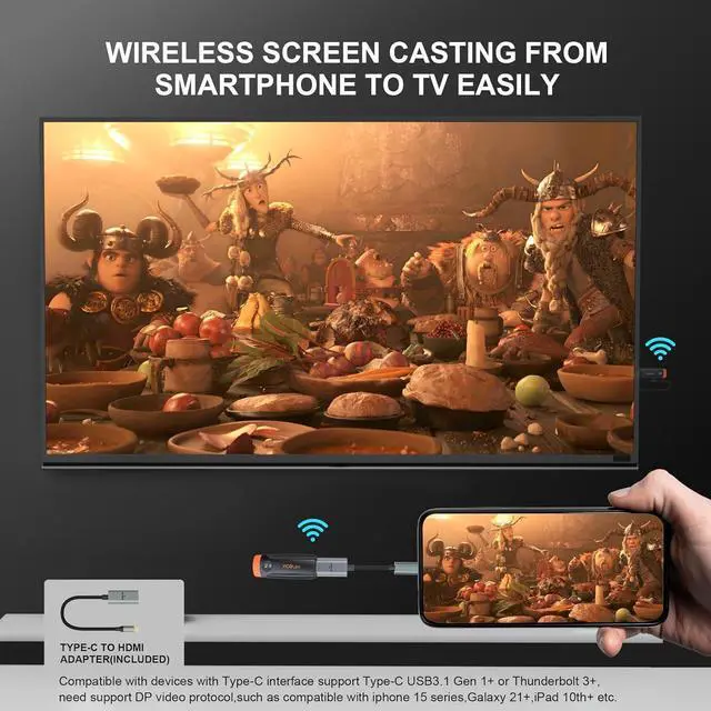 Alt view image 7 of 7 - Wireless HDMI Transmitter and Receiver 196ft/60m Wireless HDMI 4K Decode 1080P Output Plug & Play 5G HD Extender for Streaming Video Audio to Monitor from Laptop PC Camera TV Box
