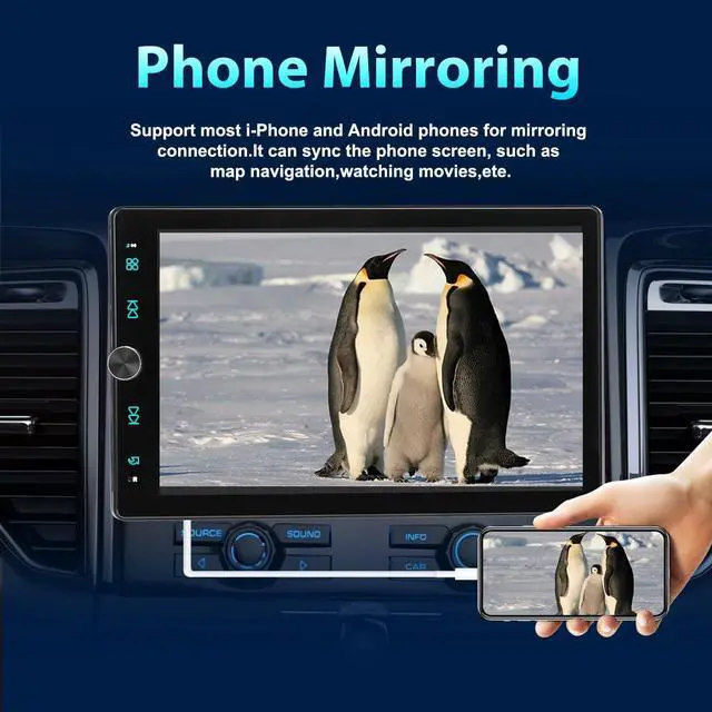 Alt view image 5 of 7 - Single Din Car Radio Touchscreen (10.4" Rotatable) Compatible with  CarPlay [Wireless] Android Auto Car Stereo Bluetooth USB AUX SD Backup Camera