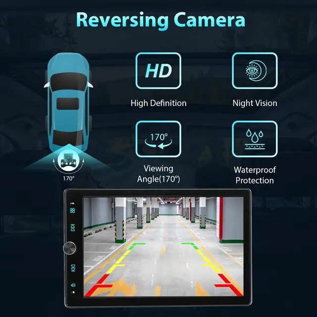 Alt view image 6 of 7 - Single Din Car Radio Touchscreen (10.4" Rotatable) Compatible with  CarPlay [Wireless] Android Auto Car Stereo Bluetooth USB AUX SD Backup Camera