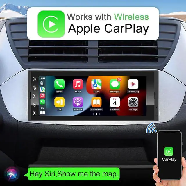Alt view image 2 of 7 - Single Din Touchscreen Car Stereo CarPlay Wireless Android Auto, 6.9 Inch Radio Multimedia with GPS Navigation Hands Free Calling WiFi FM SWC USB, Bluetooth Car Audio Receiver