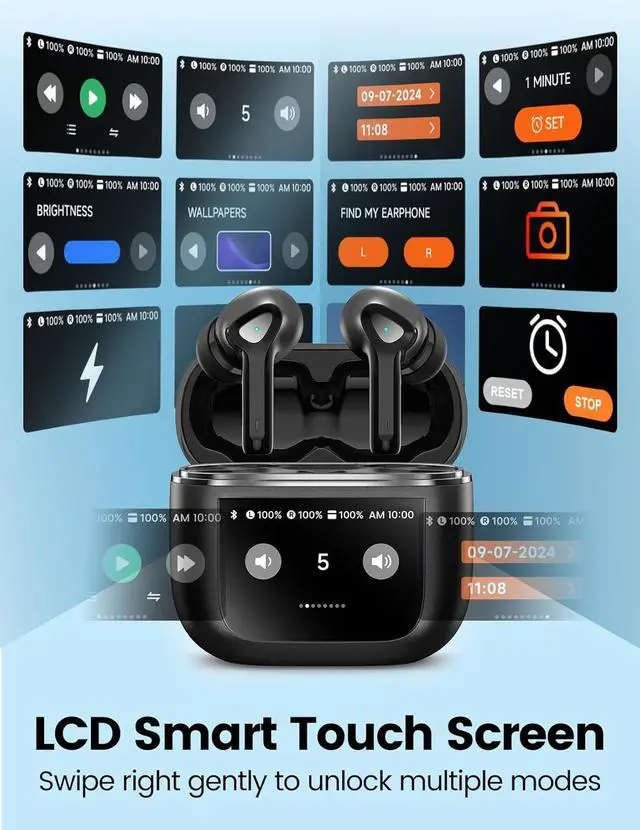 Alt view image 5 of 7 - Wireless Earbuds Bluetooth 5.3 Headphones 50H Playtime Deep Bass Stereo Ear Buds with Mic IPX7 Waterproof Comfort Lightweight in Ear Earphones for Pad Android/iOS Phones Gifts for Women Men