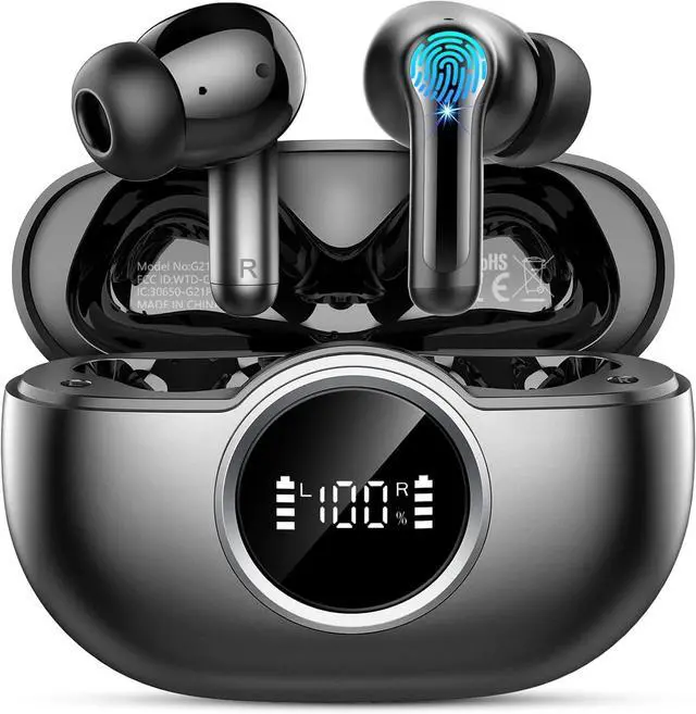 Main image of Wireless Earbuds Bluetooth Headphones, BT5.4 Deep Bass Hi-Fi Stereo Ear Buds, 4 ENC Noise Cancelling Mic, 36Hrs USB-C in-Ear Earphone, IP7 Waterproof Sport Workout for Laptop Pad Android iOS Phone