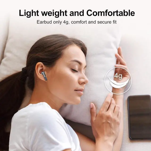 Alt view image 7 of 7 - Wireless Earbuds Bluetooth Headphones, Bluetooth 5.3 Earbuds HiFi Stereo with 4 ENC Mic Call, 2023 New 40Hrs Ear Buds with LED Display, IP7 Waterproof in Ear Earphones for Work/Home/Office (Black)