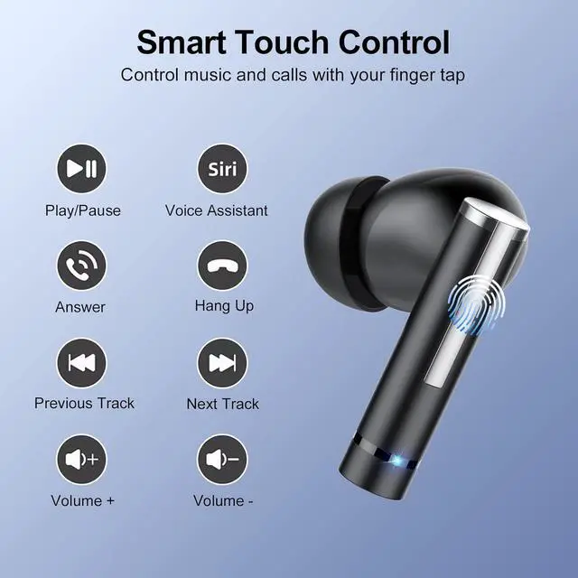 Alt view image 5 of 7 - Wireless Earbuds Bluetooth Headphones, Bluetooth 5.3 Earbuds HiFi Stereo with 4 ENC Mic Call, 2023 New 40Hrs Ear Buds with LED Display, IP7 Waterproof in Ear Earphones for Work/Home/Office (Black)