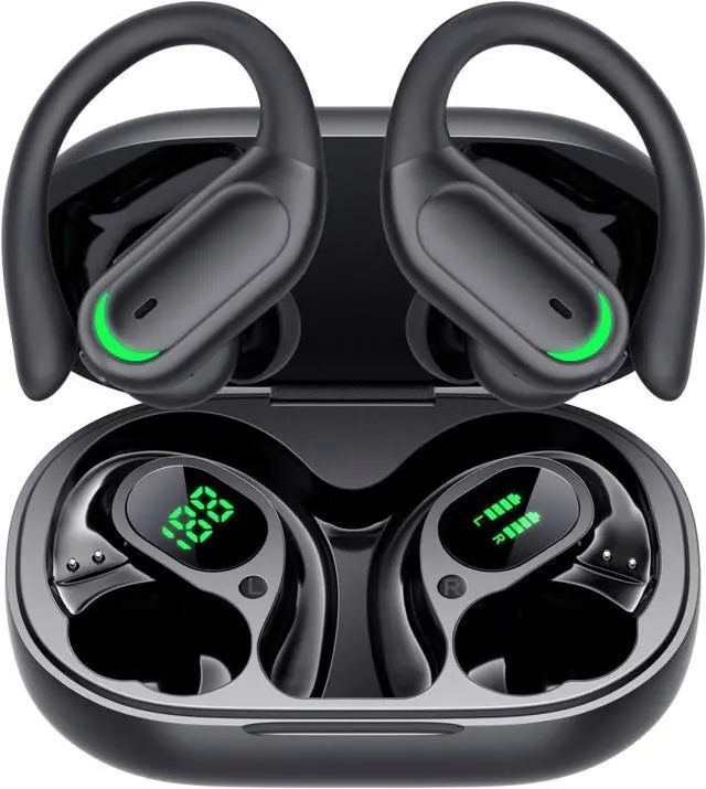 Main image of Wireless Earbuds Bluetooth 5.4 Headphones, 96hrs Playtime, Wireless Charging Case LED Display, Over Ear Headphones, ENC Noise Cancelling, Hi-Fi Sound, IP7 Waterproof, for Sports and Workouts Black