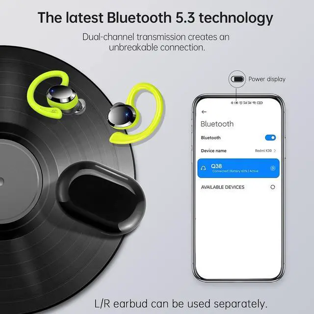 Alt view image 5 of 7 - Wireless Earbuds Bluetooth Headphones, Bluetooth 5.3 Earbuds with Immersive HiFi Stereo,2023 New 48Hrs Wireless Ear Buds Over Ear, ENC Mic, Comfortable Sport Earhooks, IP7 Waterproof in Ear Earphones