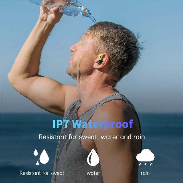 Alt view image 7 of 7 - Wireless Earbuds Bluetooth Headphones, Bluetooth 5.3 Earbuds with Immersive HiFi Stereo,2023 New 48Hrs Wireless Ear Buds Over Ear, ENC Mic, Comfortable Sport Earhooks, IP7 Waterproof in Ear Earphones