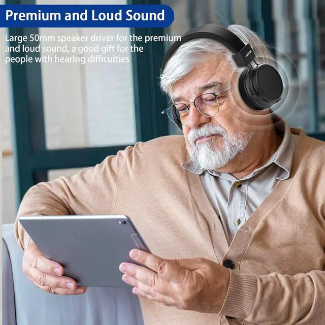 Alt view image 6 of 7 - BTH02 Wireless Headphones for TV Watching with Bluetooth Transmitter Charging Dock, Wireless TV Headsets for Seniors, 100ft Range No Audio Delay