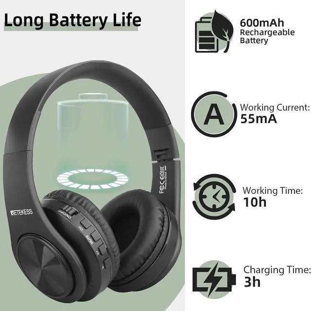 Alt view image 2 of 7 - Retekess TA005 Wireless Headphones for TV Watching, TV Headphones for Seniors with Transmitter, Support A/B Channel, AUX, RCA and Optical Input for Elderly, Family (Pack of 1)