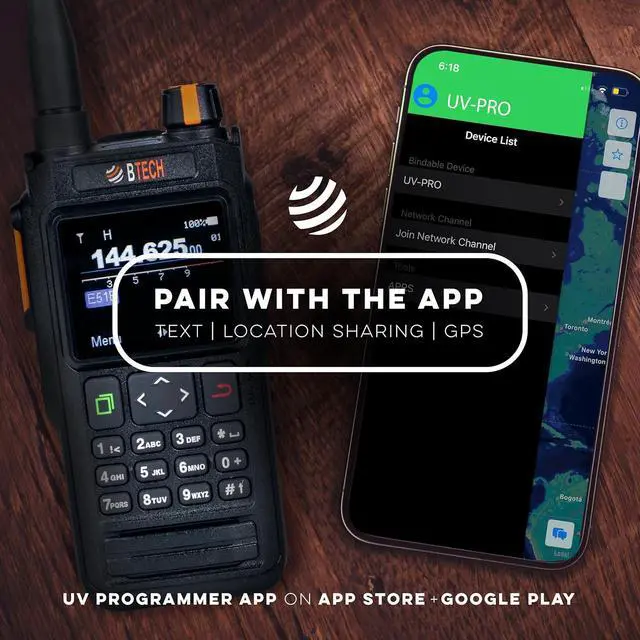 Alt view image 2 of 7 - UV-PRO IP67 Dual Band VHF/UHF Two-Way Radio - APRS, Bluetooth, GPS, Text Messaging, Aviation Band Scanner, NOAA Weather Alerts, USB-C Rechargeable Battery