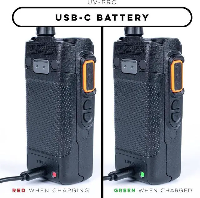 Alt view image 7 of 7 - UV-PRO IP67 Dual Band VHF/UHF Two-Way Radio - APRS, Bluetooth, GPS, Text Messaging, Aviation Band Scanner, NOAA Weather Alerts, USB-C Rechargeable Battery
