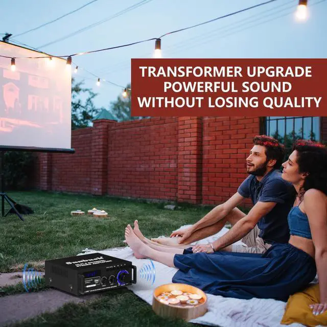 Alt view image 4 of 7 - Small Stereo Amplifier, Optical/Coaxial Jacks for TV/CD/DVD/LP/PC, Support 192kHz Audio, Stereo Receivers for Home Audio, Max 300Wx2 Power, Bluetooth Compact System for Speakers, AS-25BU